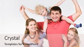  Presentation with man vs woman - Beautiful presentation theme featuring raising children - image of woman and girl backdrop and a  colored foreground