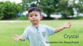  Presentation with factory opening - Beautiful PPT layouts featuring raising children - little boy opening his arms backdrop and a  colored foreground