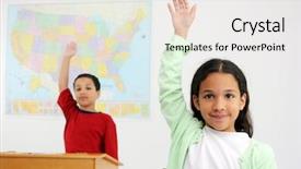  Presentation with classroom - Audience pleasing presentation theme consisting of raising children - teacher and student backdrop and a white colored foreground