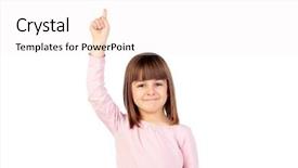  Presentation with phrase keep raising the bar - Cool new PPT theme with raising the hand to ask backdrop and a sky blue colored foreground