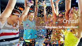  Presentation with teenagers - Audience pleasing presentation theme consisting of raising their arms under falling backdrop and a red colored foreground