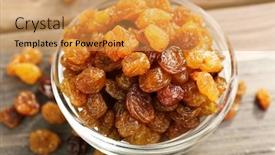  Presentation with glass - Presentation design with raisins-in-glass-saucer background and a yellow colored foreground