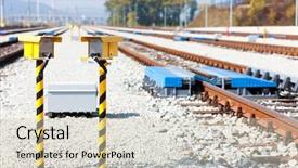  Presentation with railway tracks - Slides enhanced with raiway - railway tracks in station zilina background and a soft green colored foreground