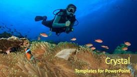  Presentation with raja ampat - Presentation theme consisting of raja ampat - scuba dive young woman scuba background and a tawny brown colored foreground
