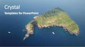  Presentation with island - Presentation theme consisting of raja ampat - tropical island aerial photo koh background and a teal colored foreground