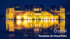  Presentation with rajasthan - Theme having rajasthan-famous-tourist-landmark-jal background and a navy blue colored foreground