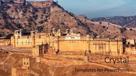  Presentation with rajasthan - Audience pleasing PPT layouts consisting of indian landmark - amer amber fort backdrop and a red colored foreground