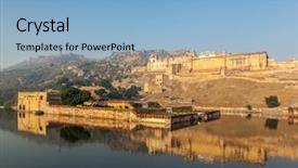  Presentation with india fort - Slide deck enhanced with rajasthan landmark - amer amber fort background and a  colored foreground