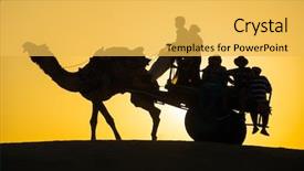 Presentation with camel - Slide set having rajasthan travel background - camel silhouette background and a yellow colored foreground