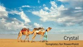  Presentation with rajasthan - Beautiful presentation theme featuring rajasthan travel background - indian camel backdrop and a yellow colored foreground
