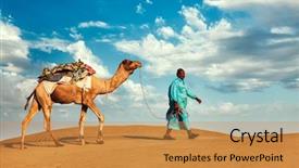  Presentation with camel - Presentation theme with rajasthan travel background - indian cameleer background and a gold colored foreground