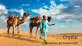  Presentation with camel - Presentation having rajasthan travel background - indian cameleer background and a yellow colored foreground