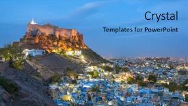  Presentation with india fort - Presentation theme having rajasthani culture - blue city and mehrangarh fort background and a light blue colored foreground