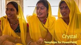  Presentation with indian culture - Theme enhanced with rajasthani culture - traditional indian women in sari background and a tawny brown colored foreground