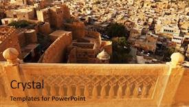  Presentation with city india - Colorful slide set enhanced with rajputs - aerial view of jaisalmer city backdrop and a gold colored foreground