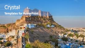  Presentation with city india - Cool new PPT layouts with rajputs - blue city and mehrangarh fort backdrop and a teal colored foreground