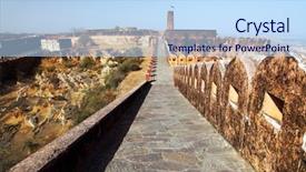  Presentation with india fort - Colorful slide set enhanced with rajputs - jaigarh fort in jaipur rajasthan backdrop and a sky blue colored foreground