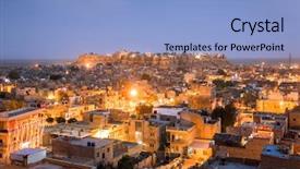  Presentation with india fort - Audience pleasing theme consisting of rajputs - jaisalmer fort in rajasthan india backdrop and a light blue colored foreground