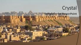  Presentation with india fort - Colorful PPT theme enhanced with rajputs - jaisalmer fort in rajasthan india backdrop and a light gray colored foreground