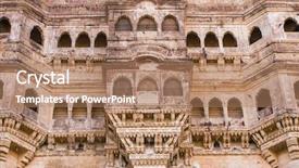  Presentation with india fort - Slides with rajputs - mehrangarh fort close-up in jodhpur background and a coral colored foreground