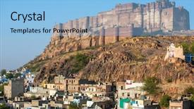 Presentation with india fort - Amazing PPT layouts having rajputs - mehrangarh fort on the hill backdrop and a light blue colored foreground
