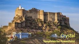  Presentation with india fort - Amazing PPT theme having rajputs - mehrangarh fort on the hill backdrop and a tawny brown colored foreground