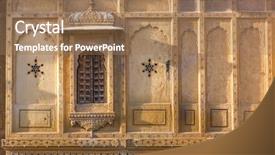  Presentation with india - PPT theme featuring rajputs - nathmalji ki haveli at jaisalmer background and a coral colored foreground