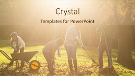  Presentation with family day - Audience pleasing slide set consisting of rake - young family picking up leaves backdrop and a lemonade colored foreground