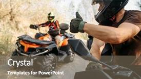  Presentation with atv - Amazing slides having rally - atv rider showing thumbs up backdrop and a violet colored foreground