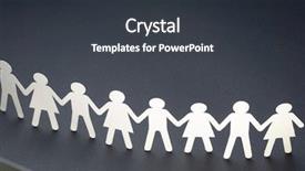  Presentation with activism - Presentation design consisting of rally - chain of paper people rallying background and a dark gray colored foreground
