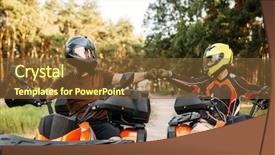  Presentation with atv - Theme with rally - two atv riders hits fists background and a tawny brown colored foreground