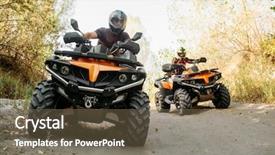 Presentation with rally - Beautiful PPT theme featuring rally - two quad bike riders travels backdrop and a violet colored foreground