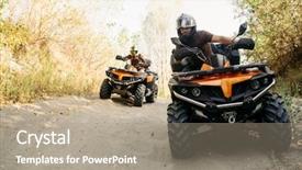  Presentation with rally - Slide set having rally - two quad bike riders travels background and a coral colored foreground