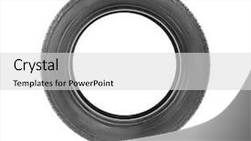  Presentation with car flat tire - Colorful slide deck enhanced with rally automovil sports - car tire isolated on white backdrop and a light gray colored foreground