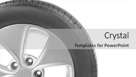  Presentation with wheel - Audience pleasing theme consisting of rally automovil sports - car wheel isolated on white backdrop and a  colored foreground