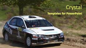  Presentation with rally car - Beautiful PPT theme featuring rally-car-crashed backdrop and a tawny brown colored foreground
