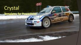  Presentation with rally car - Presentation theme having rally-car background and a wine colored foreground