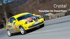  Presentation with rally car - PPT theme consisting of rally-car background and a tawny brown colored foreground