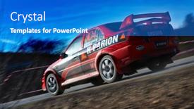  Presentation with rally car - PPT theme featuring rally-car background and a cobalt blue colored foreground