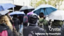  Presentation with city people walking - Presentation design with rally day - defocused blur background of people background and a dark gray colored foreground
