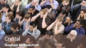  Presentation with people - Cool new slide set with rally day - high angle view of multiethnic backdrop and a violet colored foreground