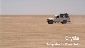  Presentation with jeep - Audience pleasing slides consisting of rally day - jeep in desert backdrop and a coral colored foreground