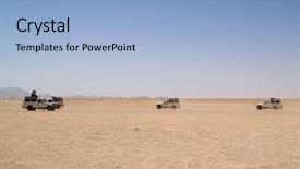  Presentation with desert - Audience pleasing presentation theme consisting of rally day - jeeps in desert backdrop and a light blue colored foreground