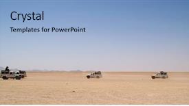 Presentation with well in the desert - Presentation design having rally day - jeeps in desert background and a light blue colored foreground