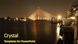  Presentation with suspension bridge - Cool new slides with rama 8 suspension bridge at night bangkok thailand backdrop and a wine colored foreground