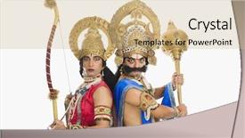  Presentation with hindu - Beautiful slides featuring sanskrit - two men dressed-up as rama backdrop and a coral colored foreground