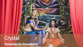  Presentation with hindu - Cool new PPT theme with sanskrit - two men dressed-up as rama backdrop and a coral colored foreground
