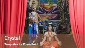  Presentation with hindu - Beautiful slides featuring sanskrit - two actors dressed-up as rama backdrop and a tawny brown colored foreground