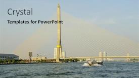  Presentation with suspension bridge - Presentation theme with rama-viii-suspension-bridge-chao background and a light blue colored foreground