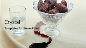  Presentation with water beads - Slide set having ramadan breakfast of dates background and a soft green colored foreground